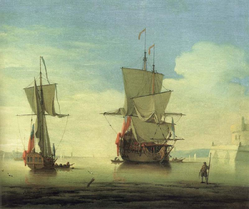  A fifty gun two-decker,at sea near a coast